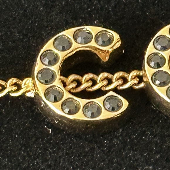 Chanel 01A COCO Gold Coloured Chain Necklace with Black Rhinestones - Picture 2 of 13